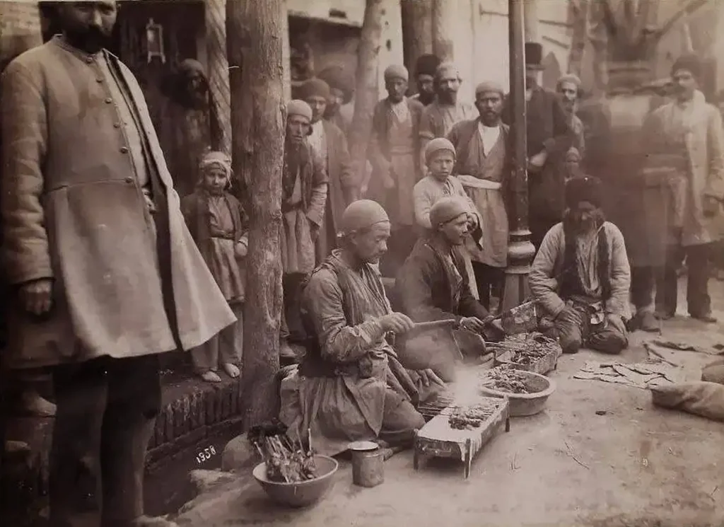 In the Qajar period, street vendors made kabobs.